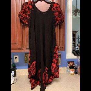 Black & Red Floral Dress Summer Beach Dress